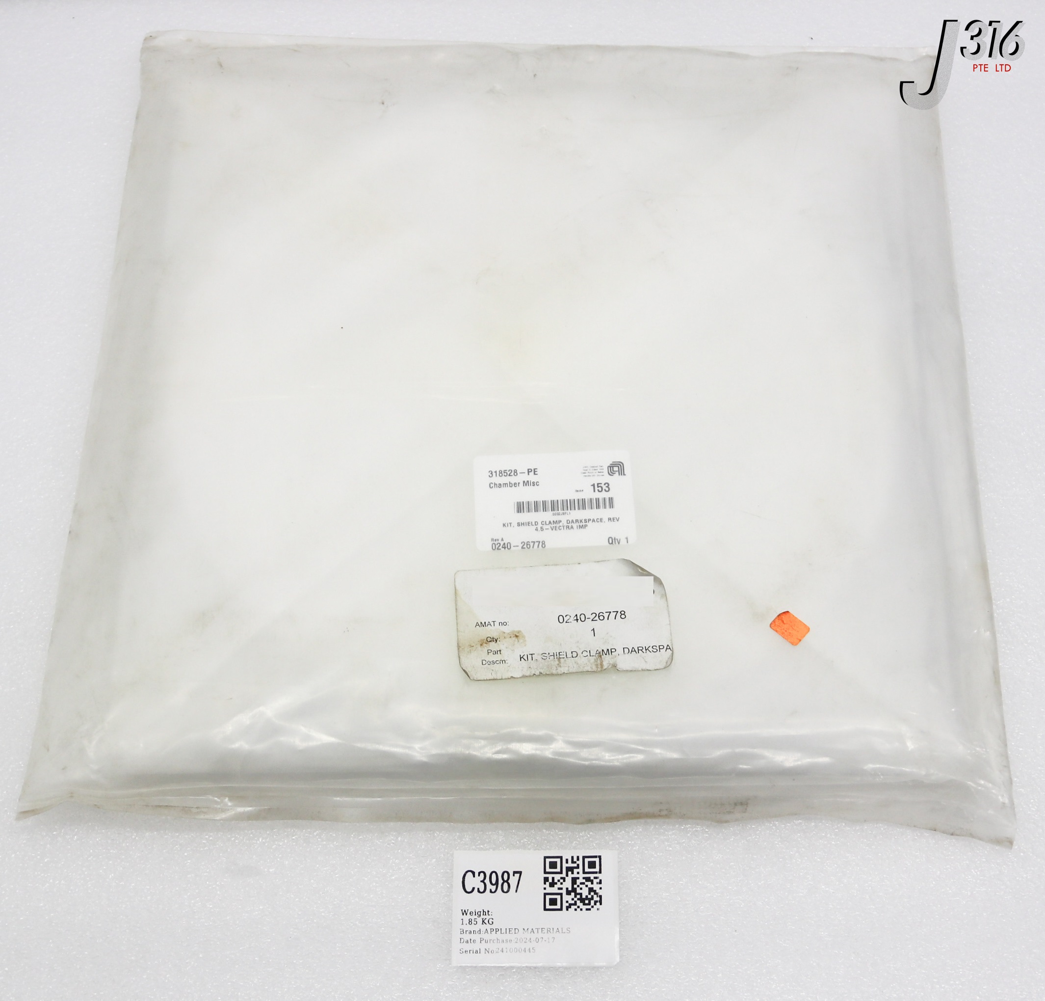アン C3987 APPLIED MATERIALS KIT SHIELD CLAMP DARKSPACE REV 4.5-VE (NEW
